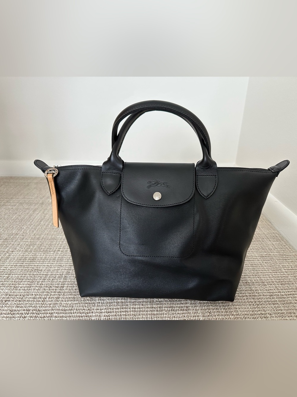 LONGCHAMP LE PLIAGE CITY CROSSBODY BAG BLACK Medium with removable strap